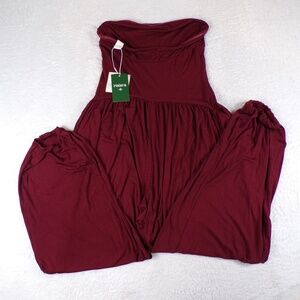 Halara Tube Strapless Side Pocket Casual Jumpsuit Women's Size M Marron Banner